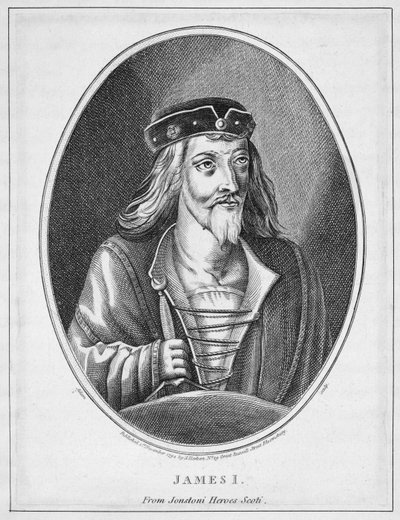 James I (1394-1437), Koning van Schotland, uit Johnstones Scottish Heroes, gegraveerd door Adam, gepubliceerd 1794 door English School