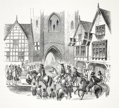 De intocht van James de Eerste in de stad Chester, 19e eeuw door English School