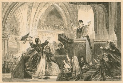 Janet Geddes in de St. Giles Church, Edinburgh, 1637 door English School