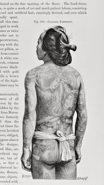 Getatoeëerde Japanse man door English School