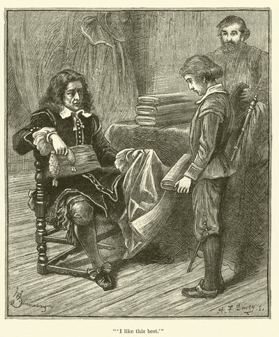 Jean Baptiste Colbert als jongen, "Dit vind ik het leukst" (gravure) door English School