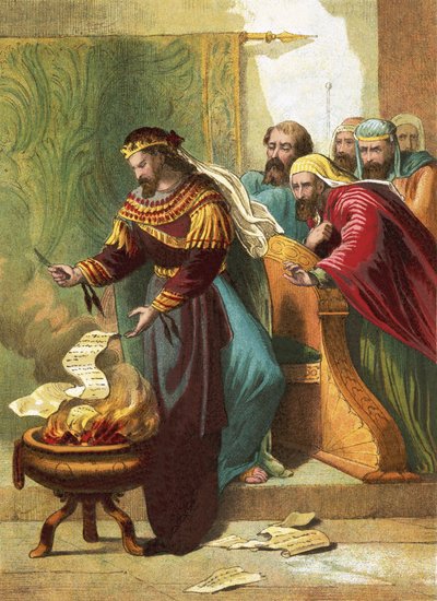Jehoakim vernietigt de goddelijke boodschap door English School
