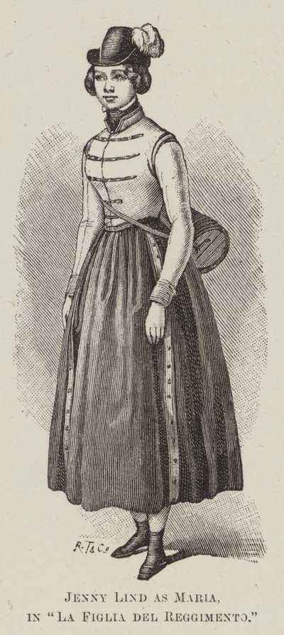Jenny Lind als Maria, in "La Figlia del Reggimento" door English School