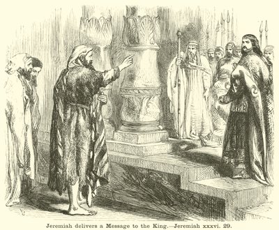 Jeremia geeft een boodschap aan de koning, Jeremia, xxxvi, 29 door English School