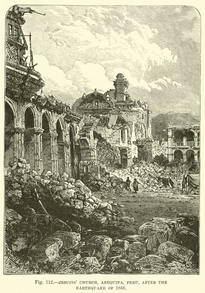 Jezuïetenkerk, Arequipa, Peru, na de aardbeving van 1868 door English School