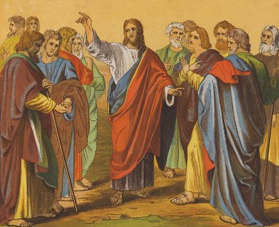 Jezus Christus zendt de twaalf apostelen uit door English School