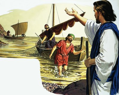 Jezus Christus met vissers door English School
