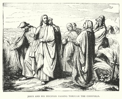 Jezus en zijn Discipelen door het Korenveld (gravure) door English School