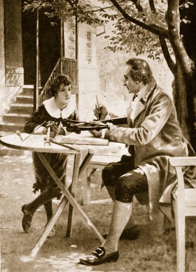 Johann Wolfgang von Goethe leert zijn zoon August schieten met een kruisboog door English School