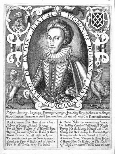 John Harington, 2e Baron Harington van Exton, gegraveerd door Renold Elstrack, c.1610-14 door English School