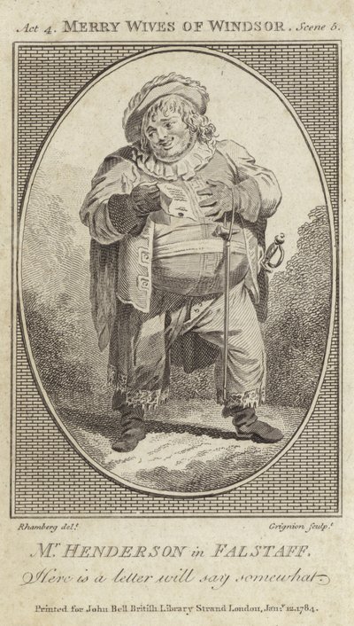 John Henderson als Falstaff in De Vrolijke Vrouwtjes van Windsor door English School