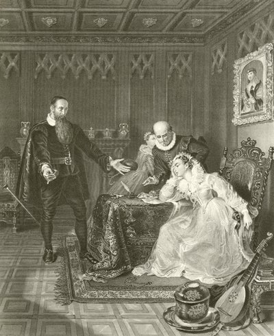 John Knox vermaant Maria Koningin van Schotland door English School