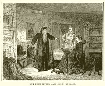 John Knox voor Mary, koningin van Schotland door English School