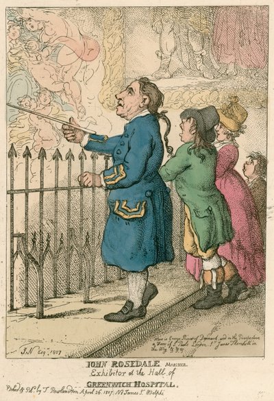 John Rosedale, zeeman, exposant in de hal van Greenwich Hospital, Londen door English School