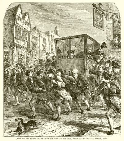 John Wilkes wordt door de Menigte de Stad in getrokken op Weg naar de Gevangenis, 1768 door English School