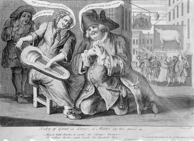 Jan van Gant verliefd, of Mars op zijn knieën, 1749 door English School