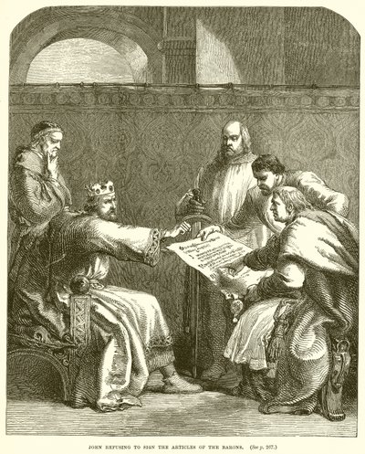 John weigert de artikelen van de baronnen te ondertekenen door English School