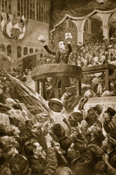 Joseph Chamberlain in Bingley Hall, Birmingham op 4 november 1903 door English School