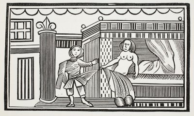 Jozef en zijn meesteres, illustratie uit Chap-books of the Eighteenth Century door John Ashton, gepubliceerd 1882 door English School