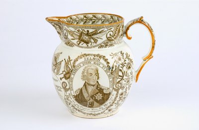 Kan met transferontwerpen ter herdenking van de veldslagen en eerbewijzen van Horatio Nelson, ca. 1805 door English School