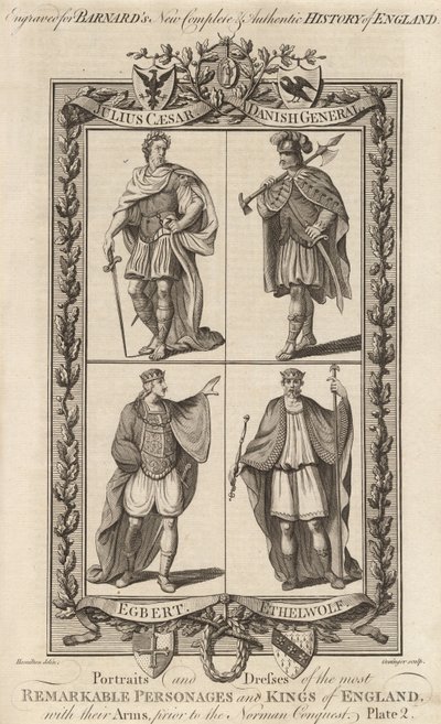 Julius Caesar, Een Deense Generaal, Egbert en Ethelwolf, illustratie uit 