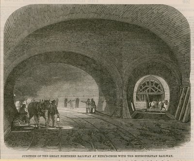 Kruising van de Great Northern Railway bij Kings Cross met de Metropolitan Railway door English School