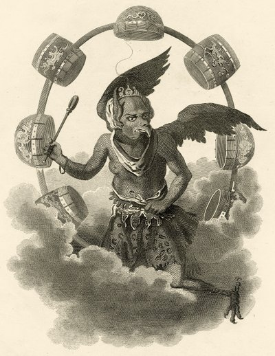 Jupiter, een afgod van de Chinezen, illustratie uit De Wereld: of de huidige staat van het Universum, zijnde een Algemene en Complete Collectie van Moderne Reizen en Reizen, door Cavendish Pelham, gepubliceerd door English School