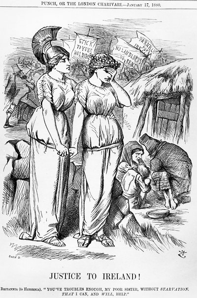 Rechtvaardigheid voor Ierland!, gegraveerd door Joseph Swain, uit Punch, 17 januari 1880 door English School