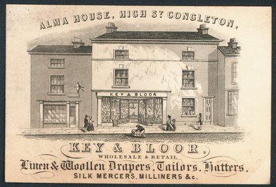 Key and Bloor, groothandel en detailhandel in linnen en wol, kleermakers, hoedenmakers, zijdehandelaren, modistes door English School