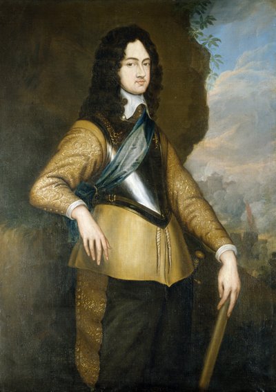 Koning Karel II (1630-85) als jonge man door English School