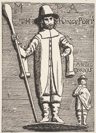 De portier en dwerg van koning Charles, uit het oude bas-reliëf door English School