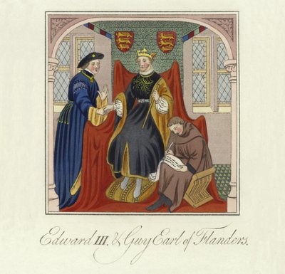 Koning Edward III van Engeland en Guy, Graaf van Vlaanderen, 14e eeuw door English School