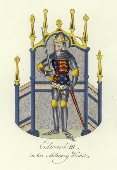 Koning Edward III van Engeland in zijn militaire kleding door English School