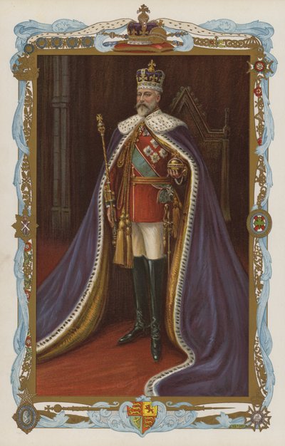 Koning Edward VII in kroningsgewaden door English School