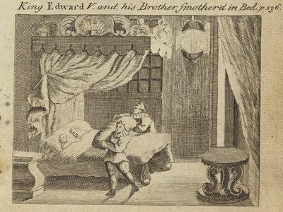 Koning Edward V en zijn broer verstikt in bed door English School