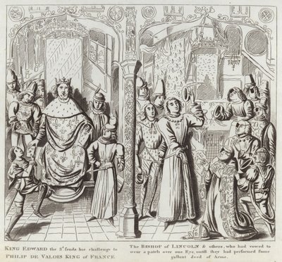 Koning Edward III daagt Filips de Valois, Koning van Frankrijk, uit door English School