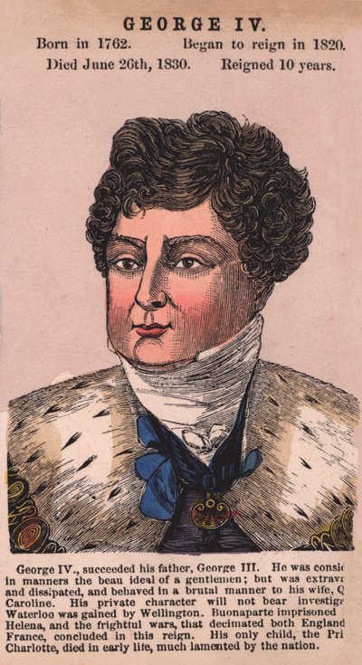 Koning George IV (gekleurde gravure) door English School
