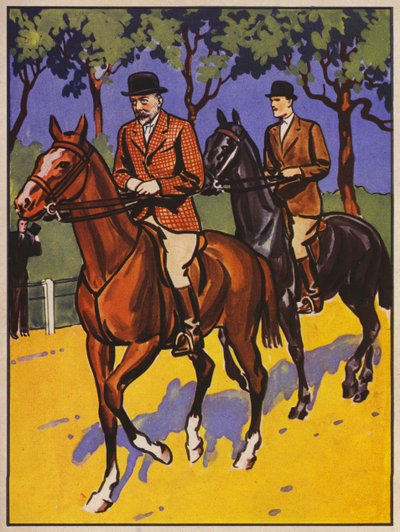 Koning George V rijdend op Rotten Row, Hyde Park, Londen door English School