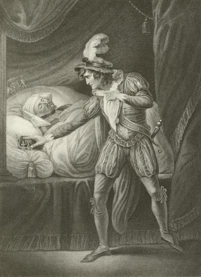 Koning Hendrik IV en de jonge prins Hal, op het punt zijn kroon te nemen door English School