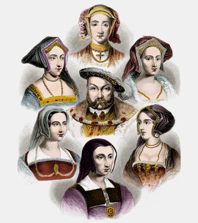 Koning Hendrik VIII van Engeland en zijn zes vrouwen door English School