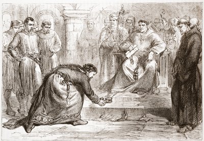 Koning Jan en de pauselijke legaat, illustratie uit The History of Protestantism door James Aitken Wylie (1808-1890), gepubliceerd 1878 door English School