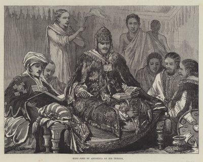Koning John van Abyssinië op zijn Troon door English School