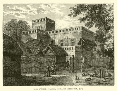 Paleis van koning Kwoffis, Coomassie, februari 1874 door English School