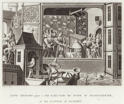 Koning Richard bezoekt zijn Oom, de Hertog van Gloucester, in zijn Kasteel van Pleshy door English School