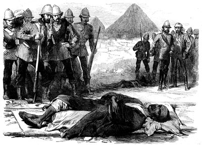 Koning Theodoor, zoals hij dood lag in Magdala, uit De Britse expeditie naar Magdala, 1868 door English School