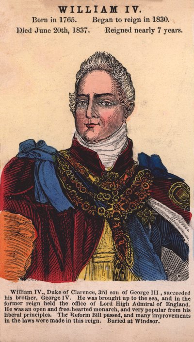 Koning Willem IV (gekleurde gravure) door English School
