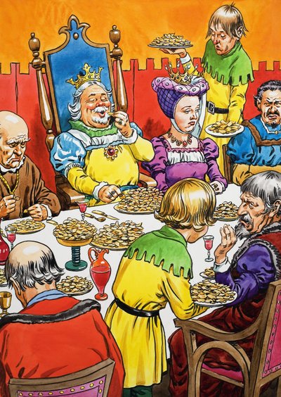 Koning en koningin bij een ongebruikelijk diner door English School