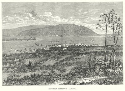 Haven van Kingston, Jamaica (gravure) door English School