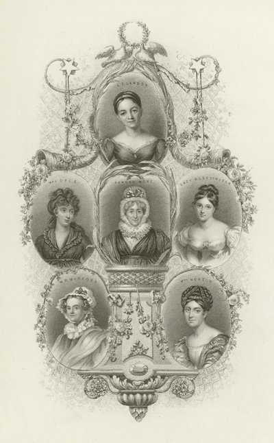 L E Landon, Mrs Opie, Hannah More, Lady Blessington, M R Mitford, Mrs Norton door English School