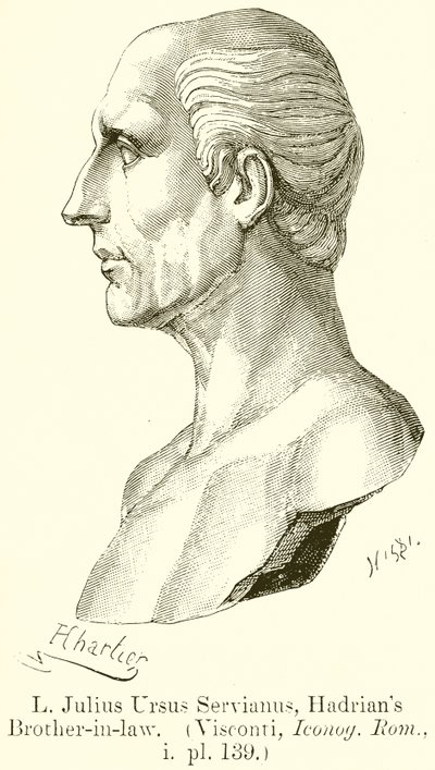 L. Julius Ursus Servianus, zwager van Hadrianus. (Visconti, Iconog. Rom., i. pl. 139) door English School